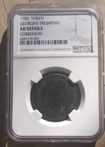 1783 Georgivs Triumpho Token No Die Crack RARE Early State Graded AU details NGC