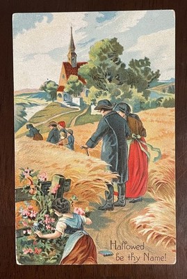 Postcard The Lord's Prayer Embossed Religious Hallowed Be Thy Name