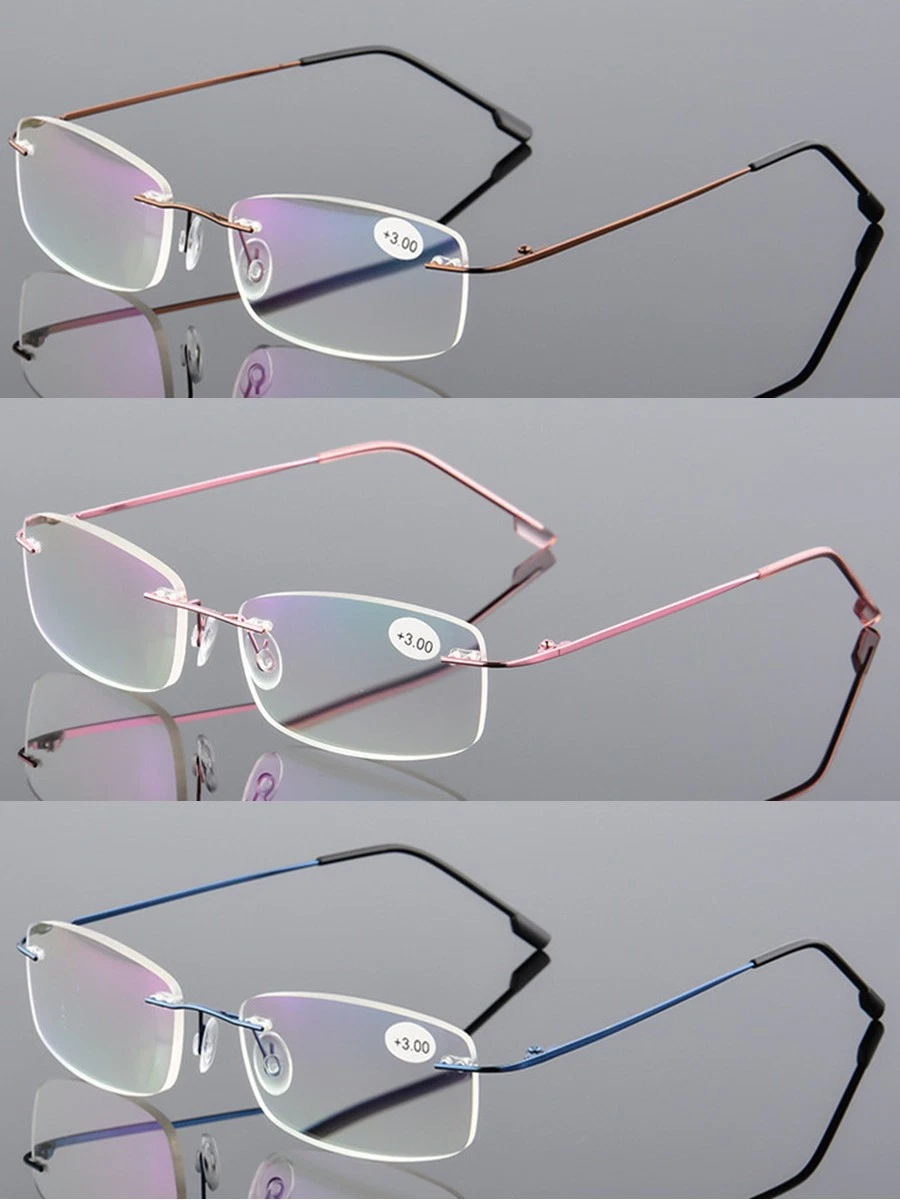 Rimless Reading Glasses Reader Flexible Titanium Metal Eyewear Eyeglass +1.0～4.0