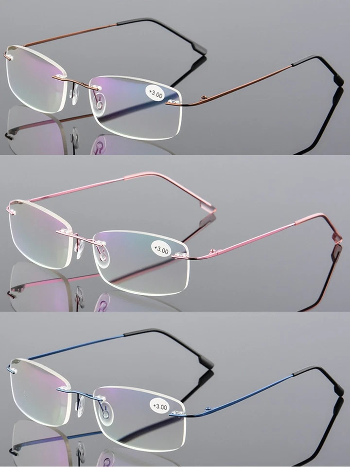 Lector de gafas de lectura sin montura gafas flexibles de titanio +1,0 1,5 2,0 2,5 3 4,0 Foto 2 de 4