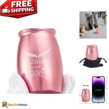Sturdy 2.6 Inch Pink Keepsake Urn for Ashes with Beautiful Angel Wings