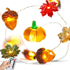 Thanksgiving Decoration 40 Leds Acorn 3D Pumpkin Leaf String Lights