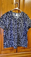Scrubstar 3XL Scrub Top Black/white/gray, Short Sleeves 2 Pockets,  B3 
