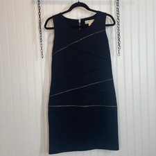 Michael Kors Womens Black With Gold Zipper Accent Sleeveless Sheath Mini Dress 4