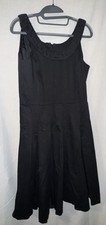 Calvin Klein women’s 8 black cotton aline sleeveless dress shirred neckline 