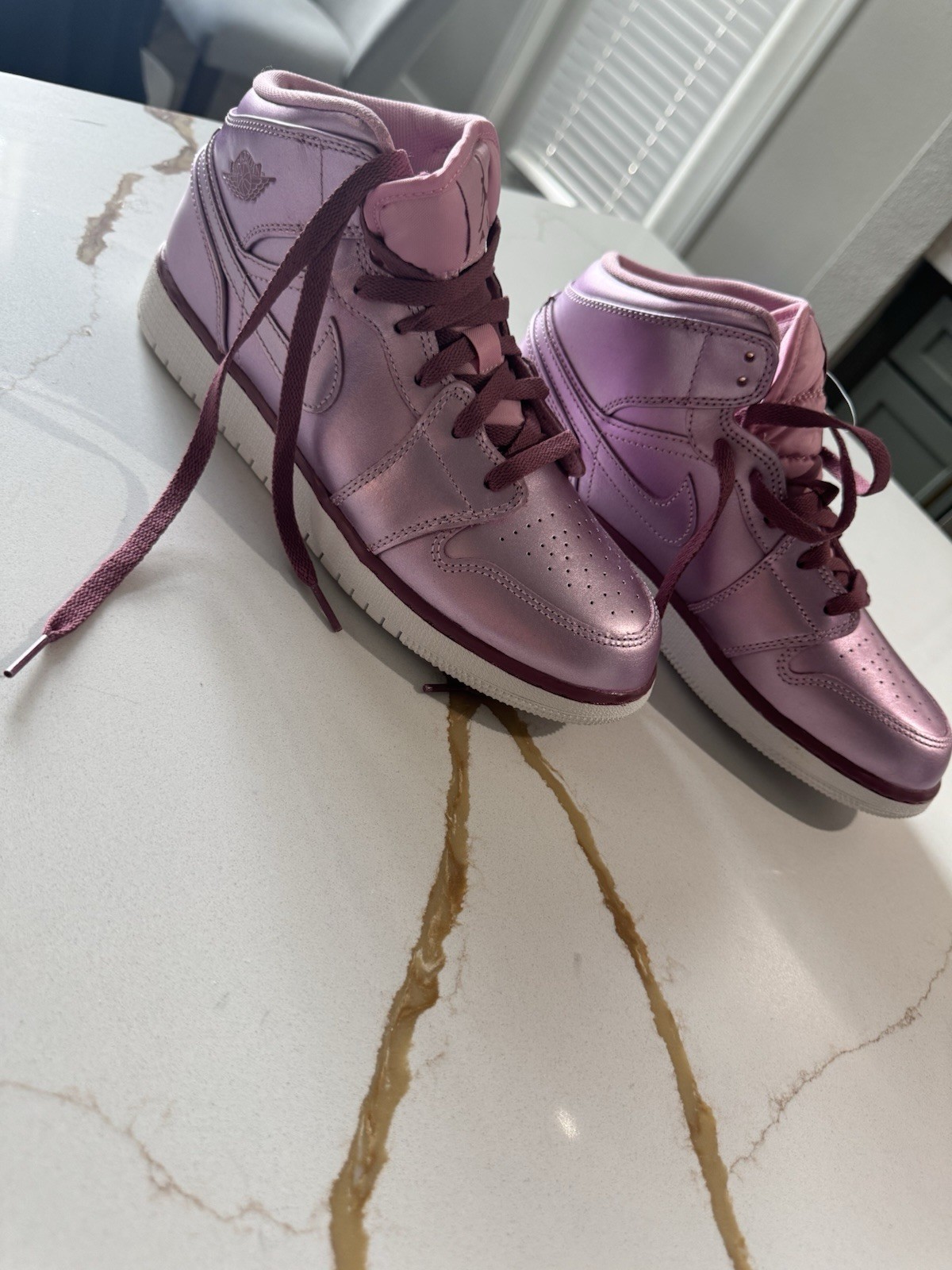 *RARE* Nike Air Jordan 1’s Mids Metallic Pink Sneakers, Size 8Y or 9.5 Women