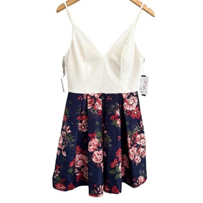 Tease Me Juniors White Floral Print Fit Flare Dress Size 6