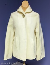 Vintage 60's Ivory Boiled Wool Single Button Fully Lined Jacket Small