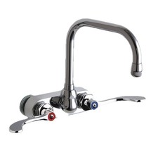 CHICAGO FAUCET Manual Bathroom Faucet, 4" Mount, Chrome plated
