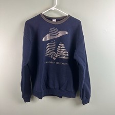 Vintage A Proper Bostonian Crewneck Sweatshirt Size Large Navy Blue Made in USA