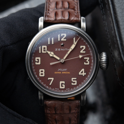 Zenith Pilot Burgundy Men's Watch - 11.1941.679/94.C814 for sale