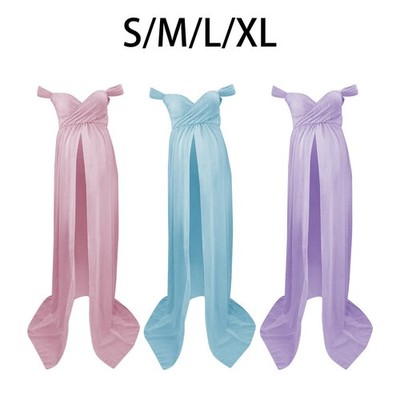 Damen Umstandskleid Schlitz vorne Chiffon Maxikleid für Fotografie Requisiten