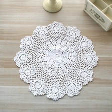 Round Hand Crocheted Doily Vintage Cotton Lace Placemats Wedding Table Decor Mat