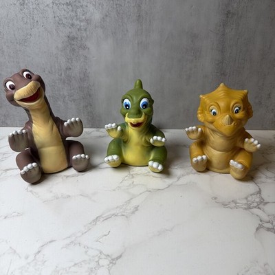 3 Land Before Time Littlefoot Ducky Cera 6'' Hand Puppets Pizza Hut 1988 Vintage