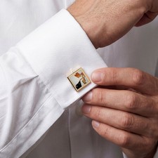 Abstract Orange and Black Cufflinks | Square Gold-Tone Cufflinks