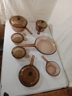 Vintage Vision Ware Corning Pyrex Amber Glass Cookware 12 Piece Set USA