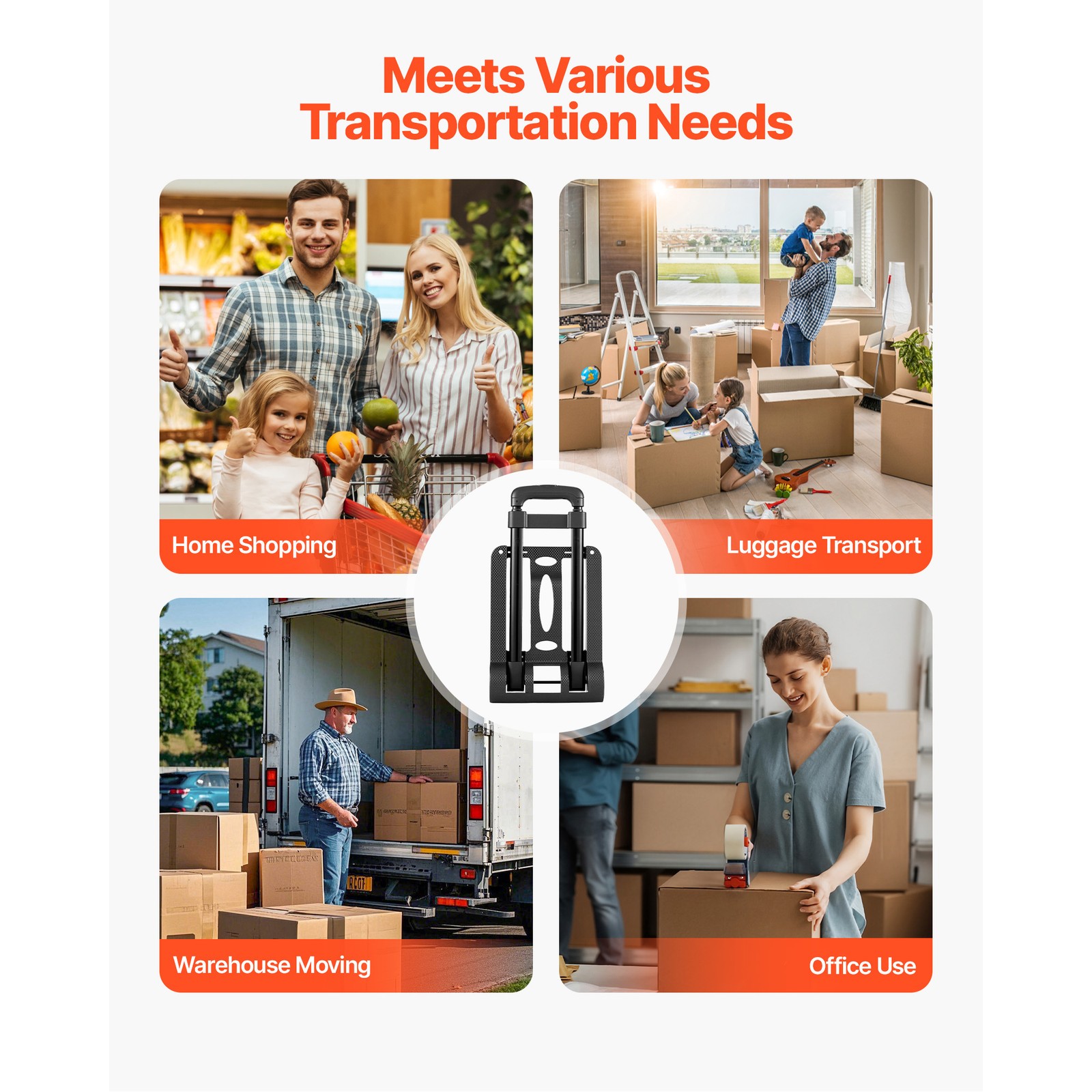 Uimoso Folding Hand Truck 110 lbs Capacity Cart for Transporting Items