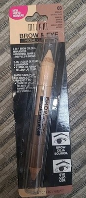 Milani Brow & Eye Highlighter Duo Pencil 03 Vanilla Natural Taupe  Sealed Rare