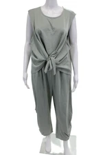Davi & Dani Womens Jumpsuit Pants Outfit Gray Scoop Neck Sleeveless Size L