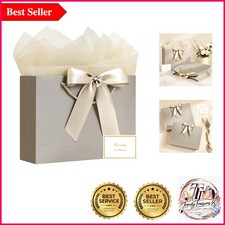 Elegant Champagne Gold Gift Bag Set with Ribbon Tissue Perfect for Every ...