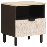 Nachttisch Mit Schubladen Weiß 40 X 33 X 46 Cm Massivholz Mango