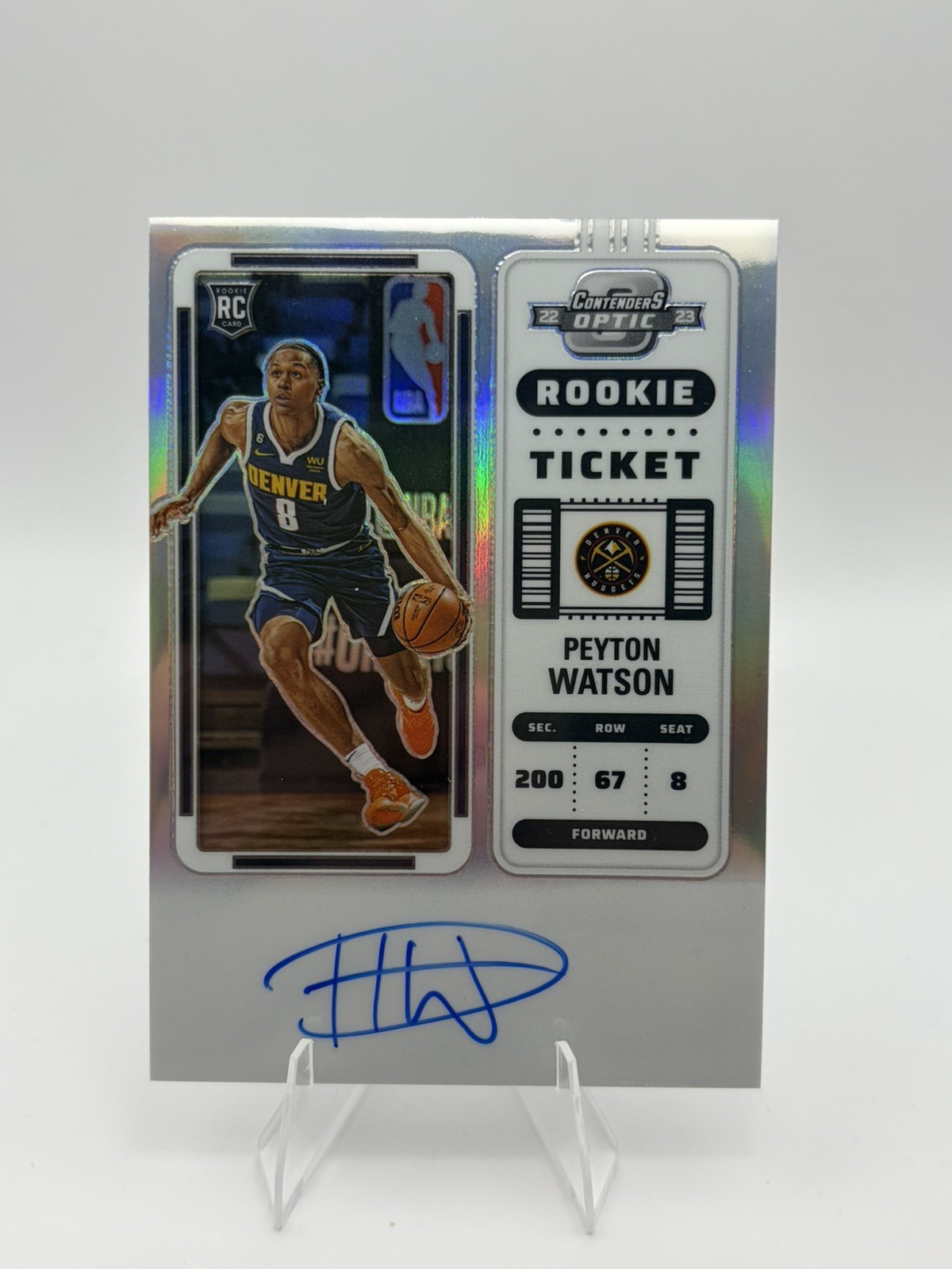 Peyton Watson 2022-23 Panini Contenders Optic Silver Rookie Ticket Auto