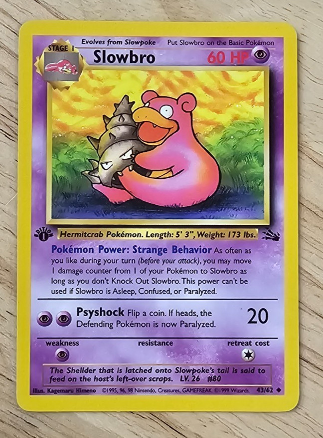 Slowbro Pokemon Fossil 43/62 1999 WOTC