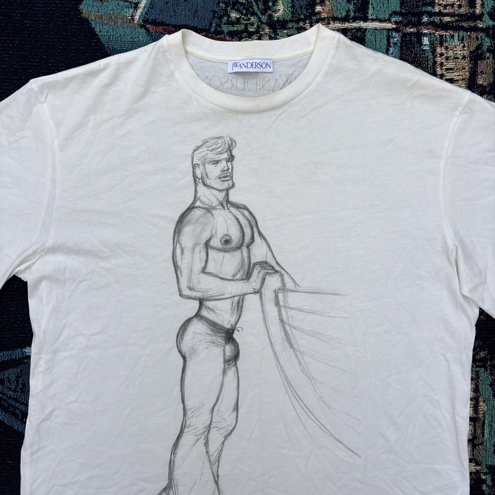 JW Anderson X Tom Of Finland T-Shirt Sz XL Off White READ