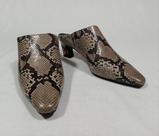 Anne Klein Aksara I Flex Shiny Brown Heel Pump Shoe Snakeskin Slip On Size 7