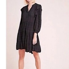 Amadi (Anthropologie) Rossi Ruffle Dress Black Size S