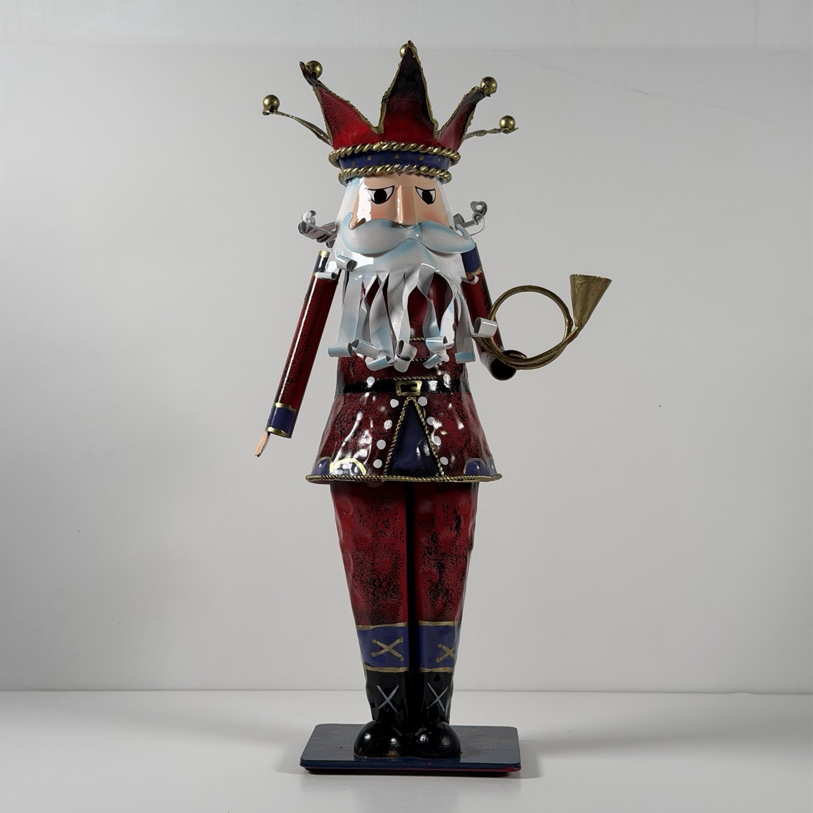 Red Metal Nutcracker King Candle Holder 13 Inch
