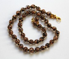 Murano Glas Kette Schwarz-Gold-Rosegold