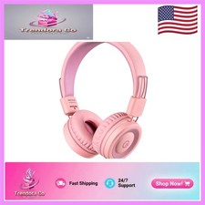Soft Pink On-Ear Kids Headphones - Adjustable, Comfortable, and Travel-Friendly