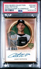 2024 Topps Gilded Collection Andy Pettitte Emerald Auto 17/25 PSA 8 #GCH-AP