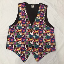 Vintage Disney Mickey Mouse Multi-color Patterned Vest / Size M/L