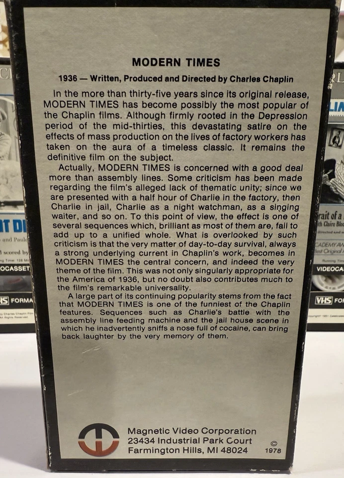 Charlie Chaplin's- MODERN TIMES VHS - Image 3 of 3