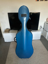 Bam Newtech Cello Case 4/4 Blue Hard Case With Wheels Carry Strap Padded/Foam