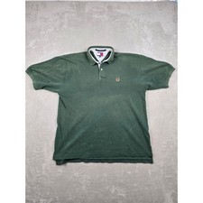 Vintage Tommy Hilfiger Polo Shirt Men L Green Crest Logo Short Sleeve Pique Read