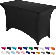 4FT Spandex Table Cover Rectangular Stretch Spandex Tablecloth Black,4FT
