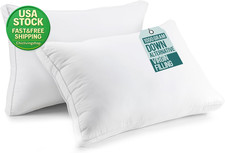 Down Alternative Bed Pillows Queen Size Set of 2 Cooling Gusseted Soft Fluffy