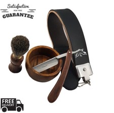 VINTAGE BARBER SALON STRAIGHT CUT THROAT SHAVING RAZOR Gift Set 5 Pc Luxury Kit
