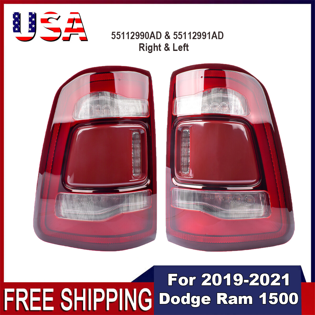 Rear Left+Right LED Tail Light For Dodge Ram 1500 3.0 3.6 5.7 6.2L