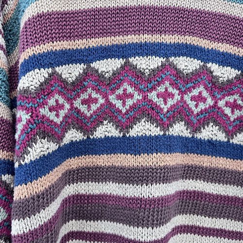 Polo Ralph Lauren Herren gestreifter handgestrickter Aztekenpullover Seide Leinenmischung Large LESEN - Bild 3 von 16