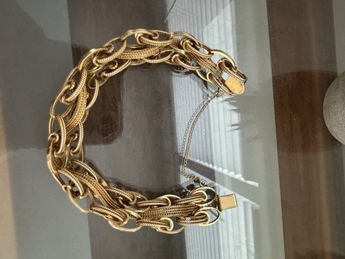 50s Vintage BOJAR 12K Gold Filled Thick Chunky Woven Link Bracelet GF - Picture 6 of 13