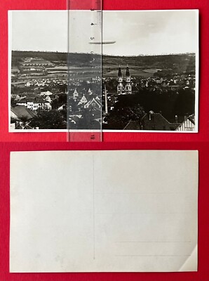 Foto AK MEININGEN in Thüringen um 1930 Stadtpanorama mit Zeppelin Luft. ( 150346