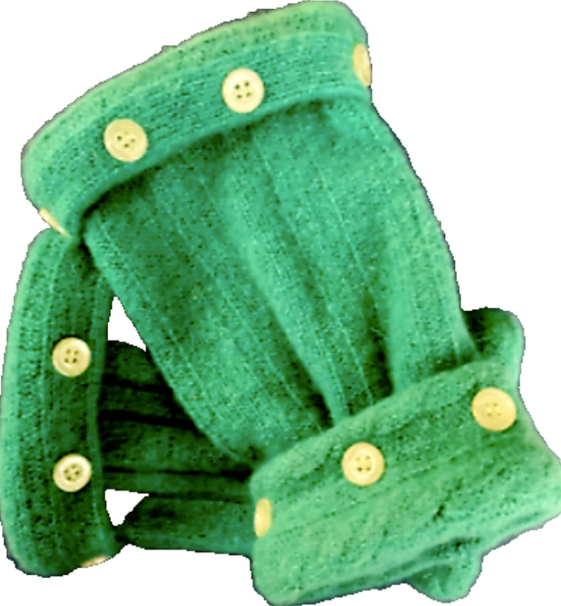 FINGERLESS GLOVES GREEN TURQUOISE ANGORA WOOL M - L MEDIUM - LARGE WOMEN LADIES