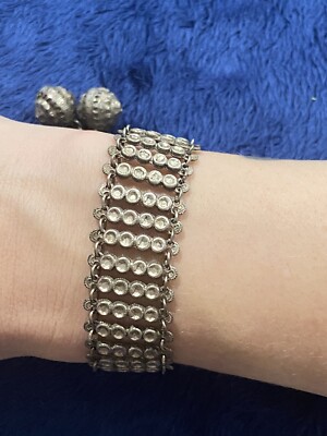 Vtg 800 Silver Ottoman Empire Style Adjustable Bracelet, 1900. 8  Long