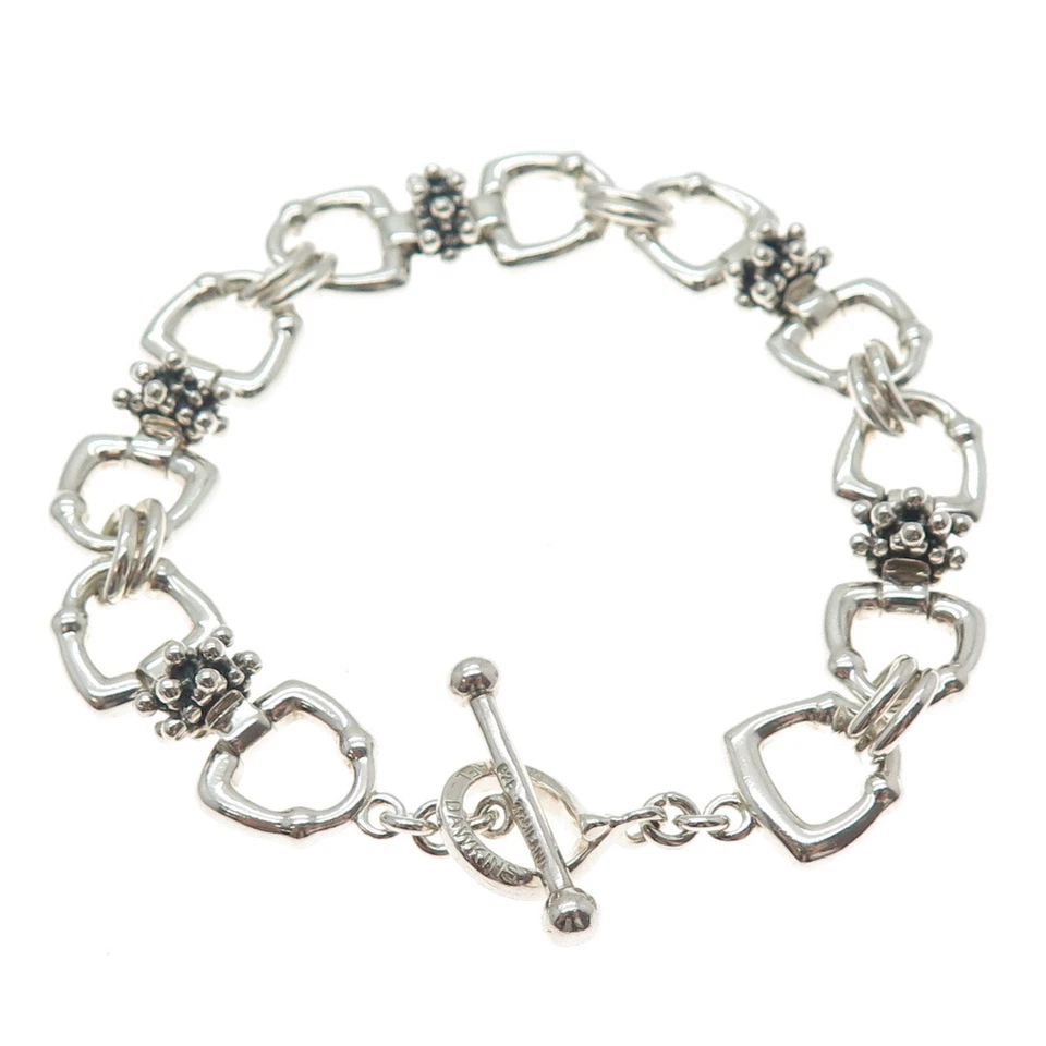 Pulsera de eslabones estribo con broca de caballo de plata esterlina 925 MICHAEL DAWKINS 6,75" Foto 4 de 4