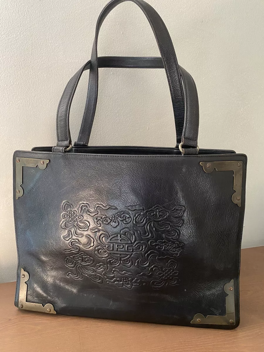 JPG Jean Paul Gaultier Large Embossed Logo Frame Shoulder Bag Rare