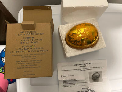 Avon Orange and Gold Easter Egg Trinket New In Box . Size Is 2 1/4'' T x 5'' W